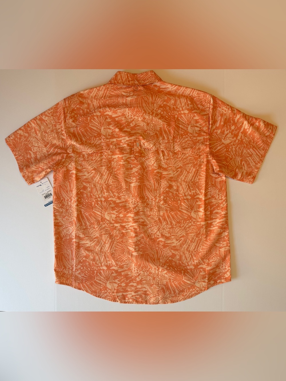 Reel Legends Coral Orange Short-Sleeve Button-Down Performance Fishing Shirt